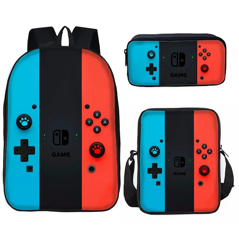 Back To School Game Console Pattern Schoolbag Student Shoulder Bag Dining Bag Pen Bag Three Pieces Multifunctional Backpacks