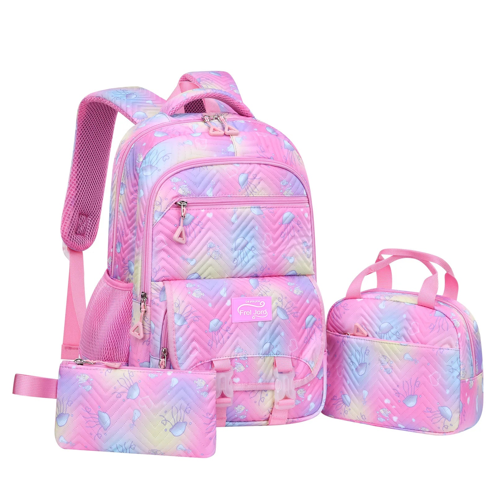 3 Pcs/Set Colorful School Bags for Girls Waterproof School Students Backpack Kids Child Schoolbag With Pencil Case Lunch bag