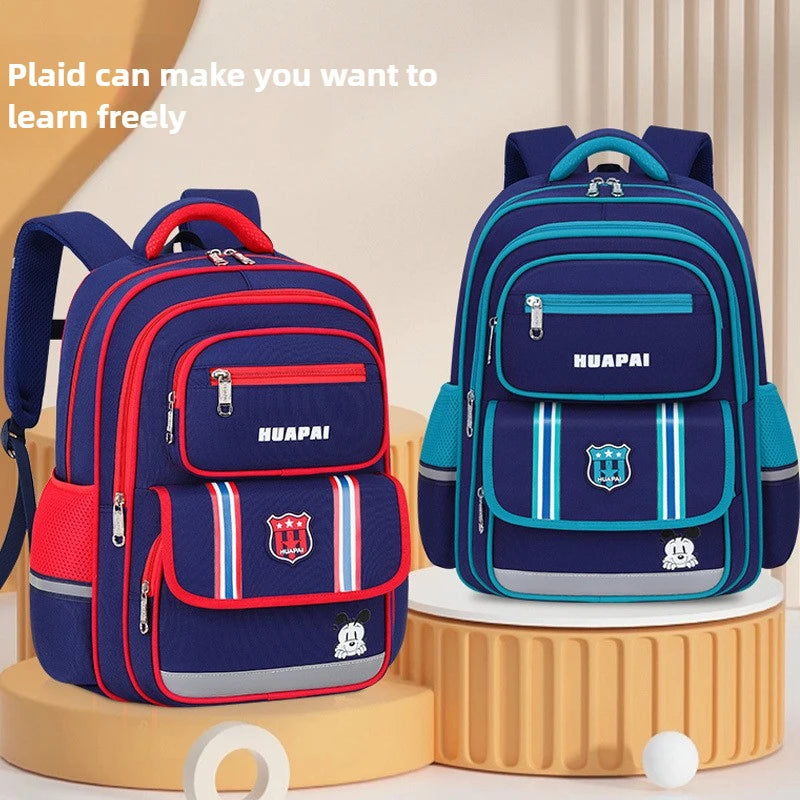 Durable Waterproof Oxford School Backpack Large Capacity Shockproof Design for Boys Girls Students Anti-Wear Back Support Bag